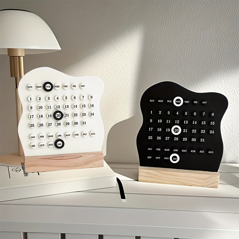 1/2pcs Wooden DIY Desktop Calendar, Creative Office Desktop Decoration, Holiday Decorative Calendar, High-Appearance Calendar, Perfect for Daily Planning, Study Gifts, and Desktop Accessories, Daily Schedule Planner, Ideal for Back-to-School Supplies